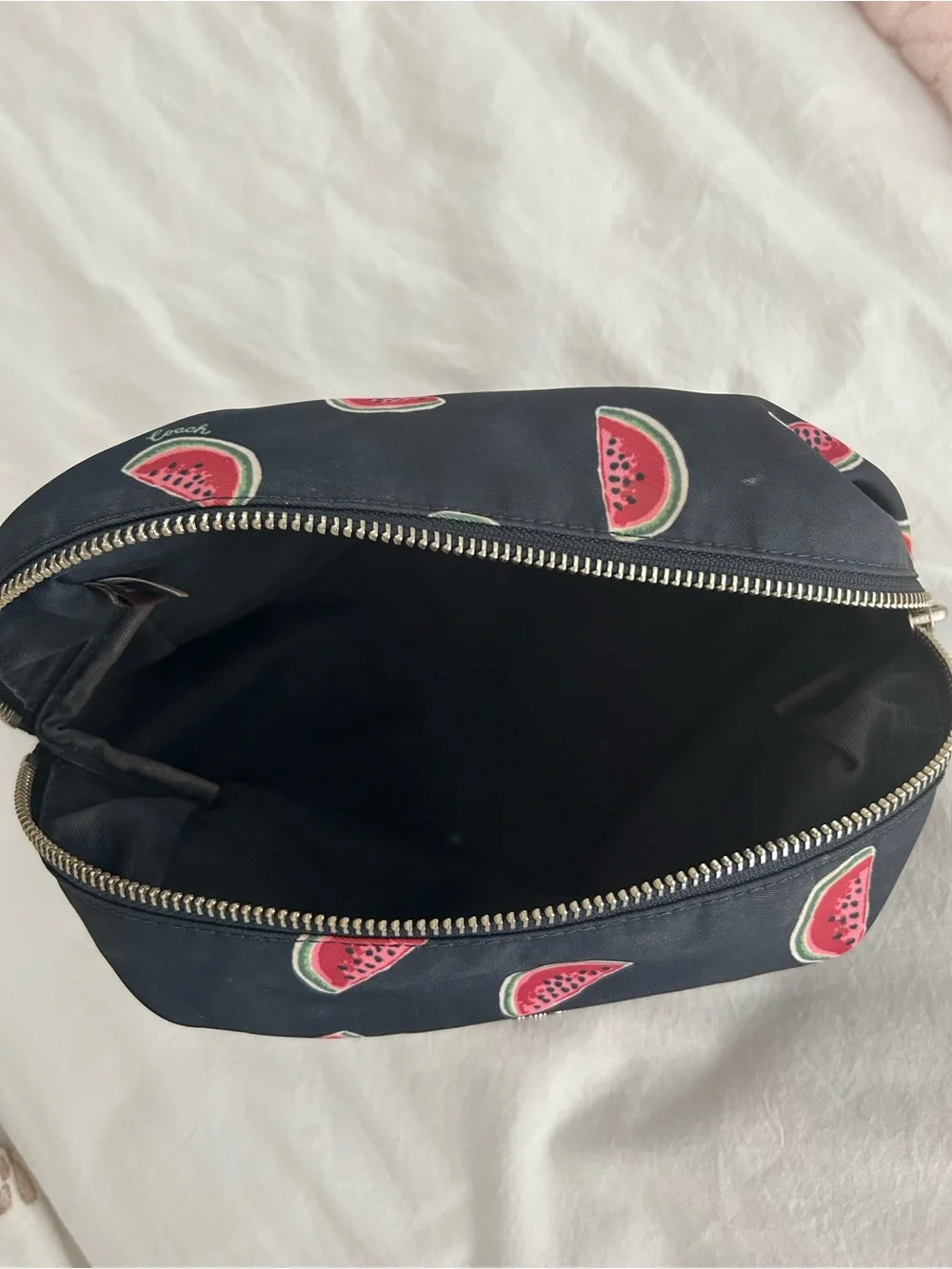 Coach Navy Cosmetic Pouch with Watermelon Print